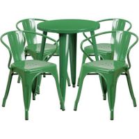 Flash Furniture 24" Round Metal Indoor-Outdoor Table Set with 4 Arm Chairs, Multiple Colors