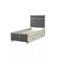 ACME Orchest Twin Bed, Gray Synthetic Leather & Gray