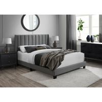 Herman Modern Wingback Upholstered Queen Bed - Grey
