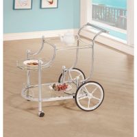 Silver Orchid Olivia Chrome and Tempered Glass Serving Cart - 32.50" x 19.25" x 31.75" - SERVING CART