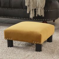 Performance Fabric Square Upholstered Footstool Ottoman - Gold Velvet