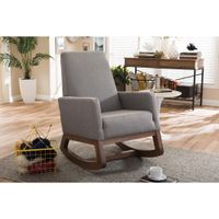 Baxton Studio Yashiya Mid-century Retro Modern Grey Fabric Upholstered Rocking Chair - Rocking Chair-Grey