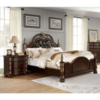 Urex Traditional Cherry Wood 2-Piece Poster Bedroom Set with USB Port by Furniture of America - California King