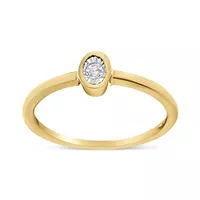 14K Yellow Gold Plated .925 Sterling Silver Miracle Set Diamond Accent Oval Promise Ring (J-K Color, I1-I2 Clarity) - Choice of size