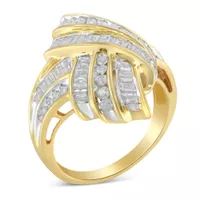10K Yellow Gold 1 1/5ct. TDW Diamond Bypass Cocktail Ring (I-J, I2-I3) Choice of size