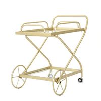 Christopher Knight Home Bunny | Outdoor Traditional Iron and Glass Bar Cart | in Gold
