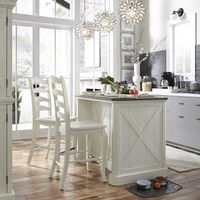 Maison Rouge Alfred Kitchen Island and 2 Stools - Seaside Lodge Kitchen Island & 2 Stools