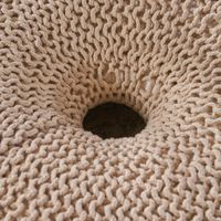 Everett Knitted Cotton Donut Pouf by Christopher Knight Home - Beige