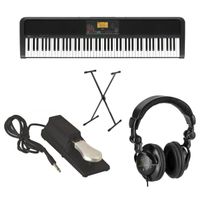 Korg XE20 88-Key Home Digital Ensemble Piano Bundle with Keyboard Stand, Sustain Pedal, H&A Closed-Back Studio Monitor Headphones