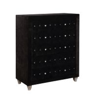 Lasi Transitional Fabric Tufted 5-Drawer Chest by Furniture of America - Black