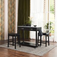 FurnitureR Modern Mid-century Wooden Bar sets (Set of 3) - Black - Wood
