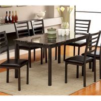 Furniture of America Maxson Faux Marble Top Dining Table in Black