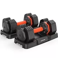 Sportsroyals Adjustable Dumbbells, 5/10/15/20/25lbs Free Weight Set, 5 in 1 Dumbbells with Anti-Slip Rubberized Handle for Home Gym Suitable Men/Women