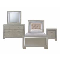 Silver Orchid Odette Glamour Youth Twin Platform 4-piece Bedroom Set - Champagne - Twin