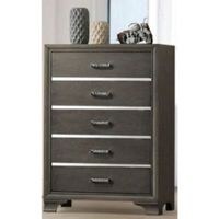 Wooden Five Drawer Chest With Bracket Legs, Gray - 5-drawer