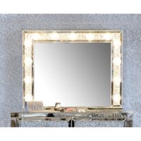 Silver Rectangular Table Mirror with Lighting - Silver