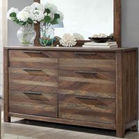 Lome Rustic Natural Tone 56-inch Wide 6-Drawer Wood Dresser by Furniture of America - Rustic Natural Tone