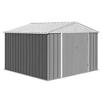 Zstar 10x8 FT Metal Outdoor Storage Shed,Steel Utility Tool Shed Storage House with Lockable Door Design, Metal Sheds Outdoor Storage for Garden, Patio, Backyard, Outside Use, Grey