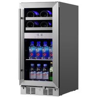 Signature 15 in. 8-Bottle and 40-Can Stainless Steel Single Door Dual Zone Built-In Wine and Beverage Cooler - SS-WB150840DZ