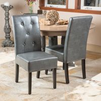 Taylor Grey Bonded Leather Dining Chair (Set of 2) by Christopher Knight Home - Taylor Grey Bonded Leather Dining Chair (Set of 2)