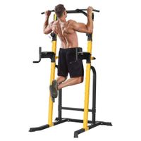 Zenova  Weight capacity  550 lbs Power Tower Pull-up Bars Workout Dip Stands - Yellow