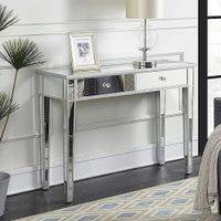 2 Drawers Mirrored Makeup Table Computer Desk Writing Desk - (41.34 x 14.17 x 29.92)" - Sliver