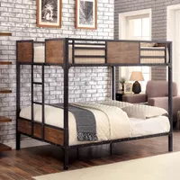 Industrial Metal Full Over Full Bunk Bed...