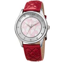 Akribos XXIV Women's Quartz Diamond Fuchsia Leather Strap Watch - Pink