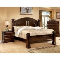 Furniture of America Tasine Cherry 2-Piece Poster Bed and Nightstand Set - Cal. King