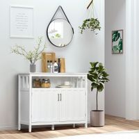HOMCOM Sideboard Buffet Server Table with 2 Doors, Kitchen Storage Cabinet with Adjustable Shelves for Kitchen and Dining Room - White