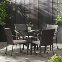 San Pico Wicker Outdoor 5-piece Dining Set by Christopher Knight Home - Grey