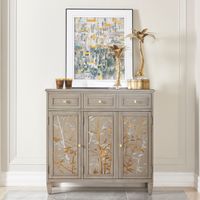 Dauphin Grey Cashmere Wood Hand Painted Entryway Storage Cabinet - 42.8"W X 16.5"D X 41.3"H - Grey Cashmere Rubberwood