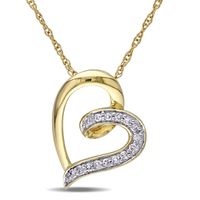 Haylee Jewels 10k Yellow Gold Diamond Heart Necklace - 10k Yellow Gold Diamond Heart Necklace
