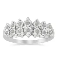 Sterling Silver 1/4ct TDW Rose-cut 2-Row Diamond Band Ring (I-J, I3-Promo) Choice of Size