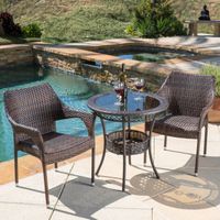 Mirage Outdoor 3-piece Wicker Bistro Set by Christopher Knight Home - Multi-Brown