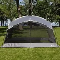 Pop Up Canopy Screen Tent - 12x10 Sun Shade Gazebo Shelter with Mosquito Net for Camping or Parties by Wakeman Outdoors (Gray)
