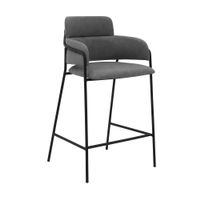 Oshen 26" Faux Leather and Metal Counter Height Bar Stool - Grey