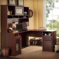 Cabot L Shaped Desk with Hutch - Harvest Cherry