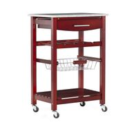 Jake Compact Mobile Rolling Kitchen Cart - Wenge/Marble