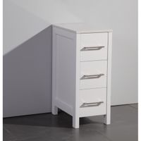 Vanity Art 12" Narrow Bathroom Side Storage Cabinet with Engineered Marble Top - White