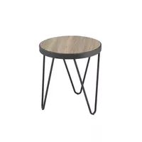 ACME Bage End Table, Weathered Gray Oak & Metal