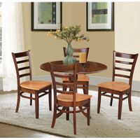 42 in Dual Drop Leaf Dining Table with 4 Dining Chairs - 5 Piece Dining Set - Dining Height - Espresso table/cinnamon and espresso chairs