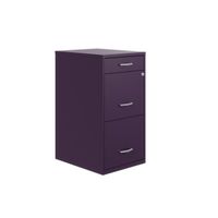 Space Solutions 18" Deep 3 Drawer Metal File Cabinet, Navy - Purple - Letter
