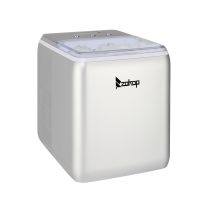 ZOKOP 120V 150W 44lbs/20kg/24h Ice Maker ABS Transparent Cover/Display Commercial/Home Silver - White