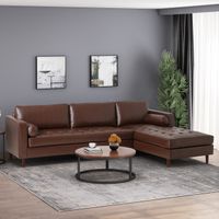 Malinta Contemporary Tufted Chaise Sectional by Christopher Knight Home - 109.50" L x 70.75" W x 33.50" H - Dark Brown + Espresso