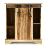 Laymon Modern Industrial Handcrafted Acacia Wood Live Edge Cabinet with Sliding Door by Christopher Knight Home - 36.00" L x 16.00" W x 39.00" H - Natural + Black
