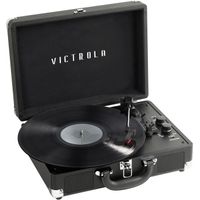 Victrola - Journey BT in and Out Suitcase turntable- with needle&Cloth Bundle - Black