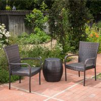 Orleans Outdoor 3-Piece Wicker Chat Set by Christopher Knight Home - Multibrown