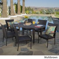 Sophia Outdoor 7-piece Oval Wicker Dining Set by Christopher Knight Home - Multibrown