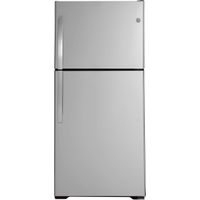 GE - 21.9 Cu. Ft. Garage-Ready Top-Freezer Refrigerator - Stainless Steel